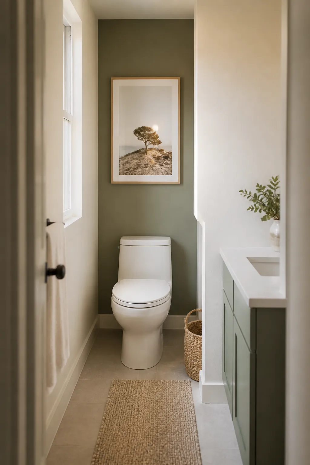 A wall-mounted over-toilet frame fitted into a shallow alcove around the toilet