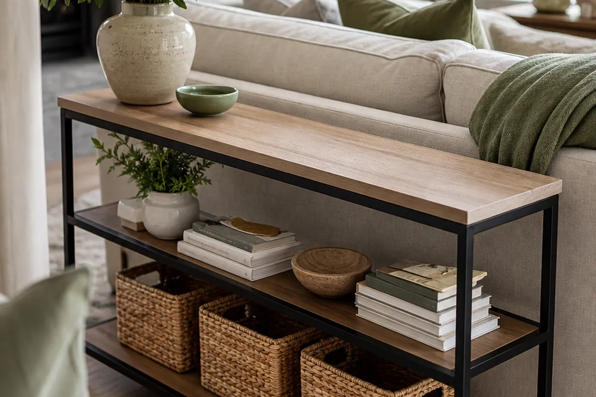 10 Behind-the-Sofa Storage Ideas for a Tight Living Room