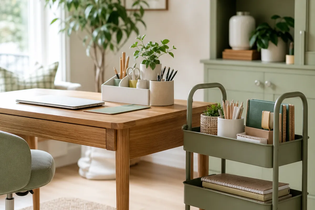 9 Office Supply Storage Ideas for a Desk With No Drawers