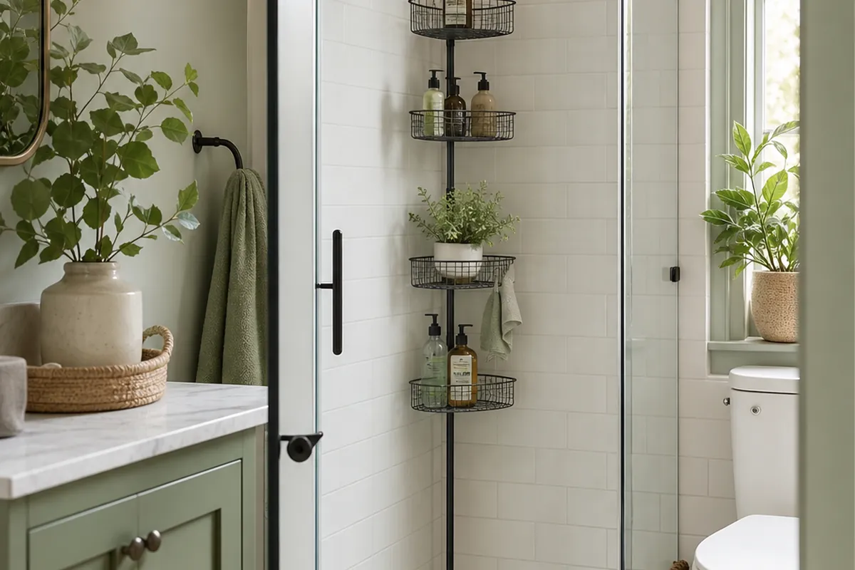 11 Shower Corner Storage Ideas for a Bathroom With No Niche