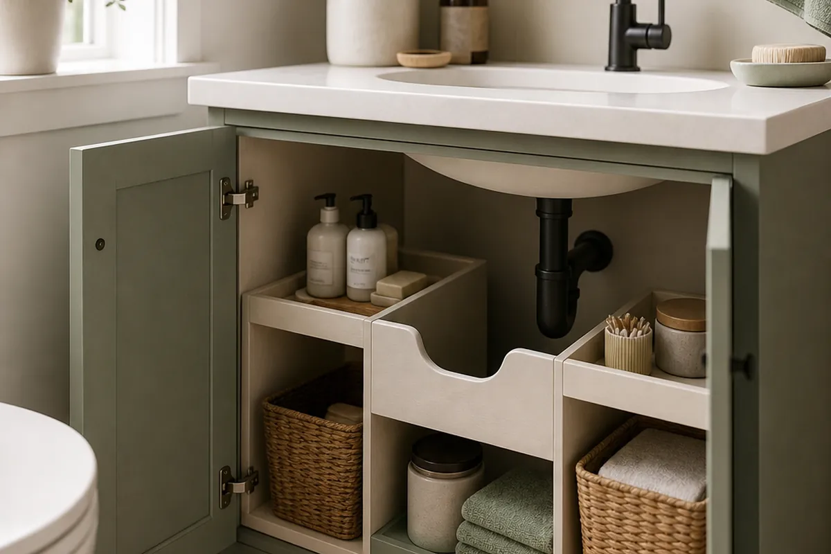 10 Under-Sink Bathroom Storage Ideas That Work Around the Pipes