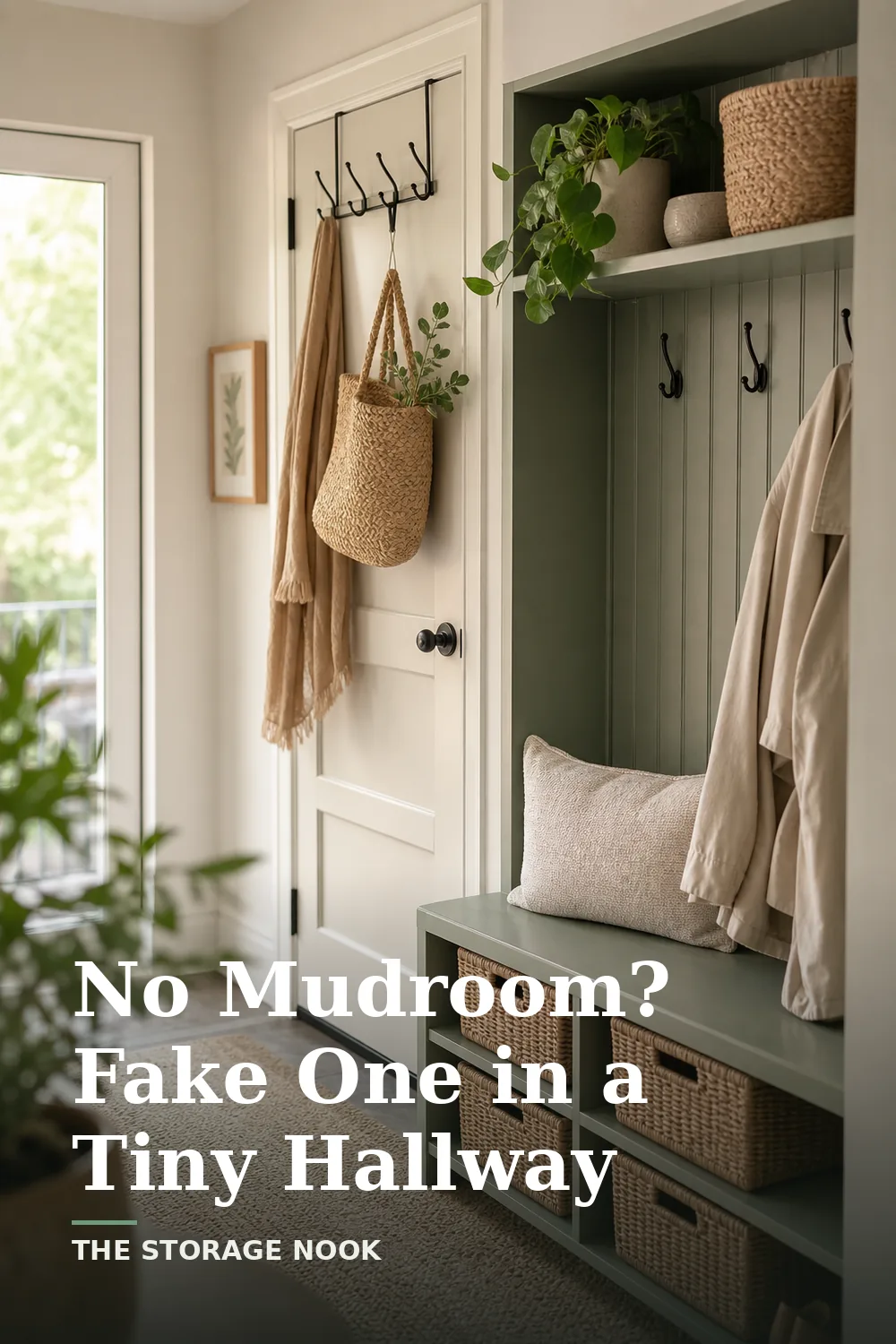 No Mudroom? Small Hallway Storage That Fakes One