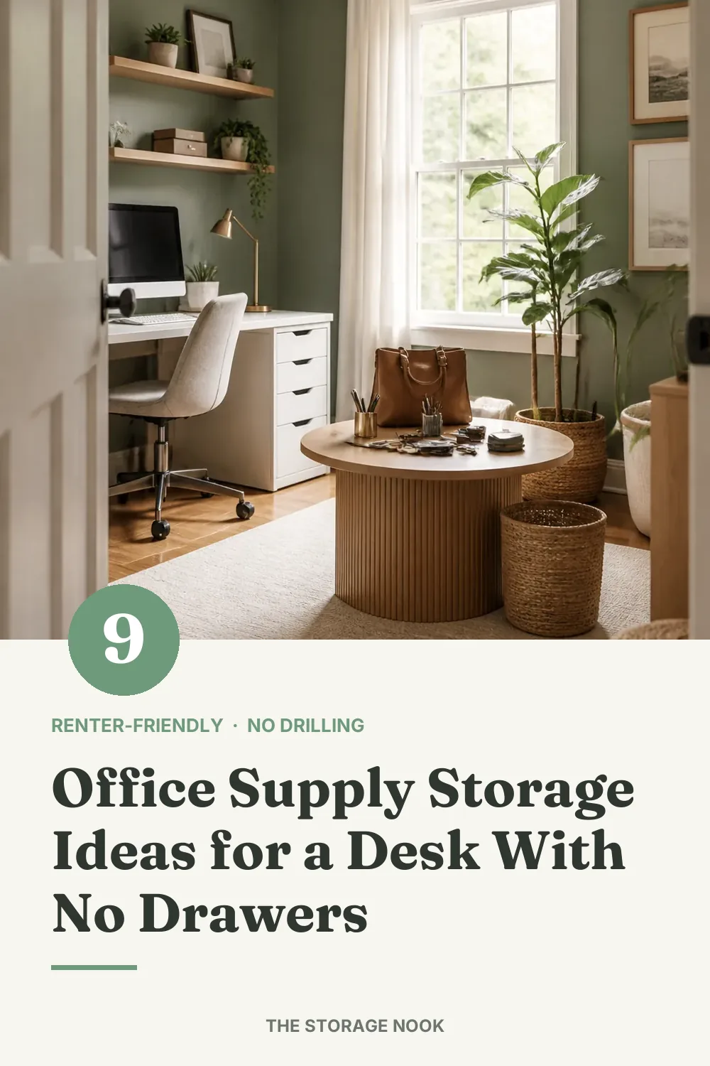 9 Office Supply Storage Ideas for a Desk With No Drawers